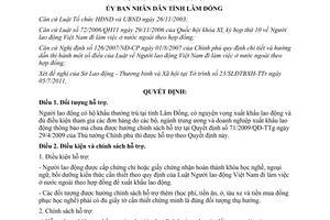 Quyết định 38/2011/QĐ-UBND chính sách hỗ trợ xuất khẩu lao động