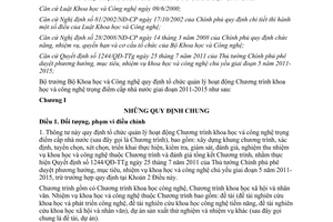 Thông tư 19/2011/TT-BKHCN tổ chức quản lý hoạt động Chương trình