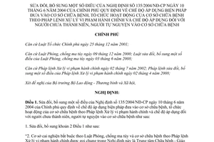 Nghị định 61/2011/NĐ-CP sửa đổi Nghị định 135/2004/NĐ-CP