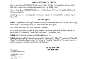 Quyết định 1780/QĐ-BTC công bố thủ tục hành chính