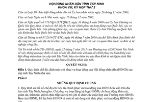 Nghị quyết 25/2011/NQ-HĐND định mức chi tiêu tài chính Hội đồng nhân dân TâyNinh