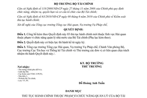 Quyết định 1781/QĐ-BTC công bố thủ tục hành chính