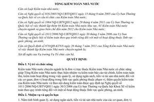 Quyết định 971/QĐ-KTNN chức năng, nhiệm vụ, quyền hạn