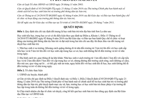 Quyết định 1727/QĐ-UBND năm 2011 tiêu chí xác định học sinh bán trú Sơn La