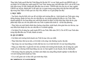 Chương trình 02/CTr-UBND cải thiện môi trường đầu tư kinh doanh nâng cao PCI