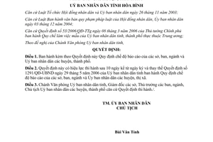 Quyết định 18/2011/QĐ-UBND chế độ báo cáo sở ban ngành và Ủy ban tỉnh Hòa Bình
