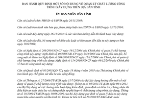 Quyết định 21/2011/QĐ-UBND quản lý chất lượng công trình xây dựng trình