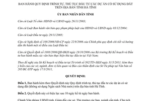Quyết định 22/2011/QĐ-UBND trình tự, thủ tục đầu tư dự án có sử dụng đất