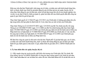 Chỉ thị 12/CT-UBND 2011 tăng cường quản lý bình ổn giá Hà Nội