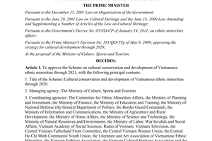 Decision No. 1270/QD-TTg approving the scheme on cultural conservation and devel