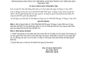 Quyết định 1682/QĐ-UBND 2011 bãi bỏ Quyết định 1284/2006/QĐ-UBND Bến Tre