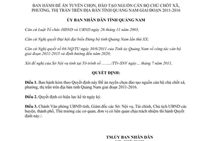 Quyết định 2398/QĐ-UBND 2011 tuyển chọn đào tạo cán bộ chủ chốt cấp xã Quảng Nam 2011-2016