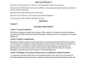 Decree No. 64/2011/ND-CP stipulating the execution of the measure of compulsory