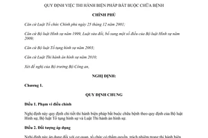 Nghị định 64/2011/NĐ-CP  thi hành biện pháp bắt buộc chữa bệnh
