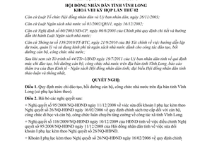 Nghị quyết 14/2011/NQ-HĐND mức chi đào tạo bồi dưỡng cán bộ công chức Vĩnh Long