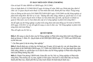 Quyết định 39/2011/QĐ-UBND bổ sung cơ cấu tổ chức Sở Nông nghiệp Lâm Đồng