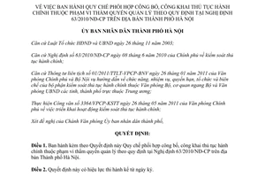 Quyết định 3511/QĐ-UBND Quy chế phối hợp công bố, công khai thủ tục