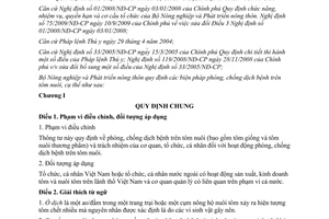 Thông tư 52/2011/TT-BNNPTNT  biện pháp phòng, chống dịch bệnh trên tôm