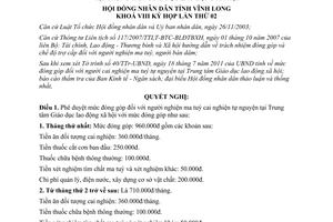 Nghị quyết 16/2011/NQ-HĐND mức đóng góp đối với người cai nghiện ma túy VĩnhLong