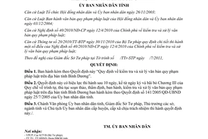 Quyết định 16/2011/QĐ-UBND kiểm tra xử lý văn bản quy phạm pháp luật Bình Dương