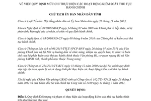 Quyết định 1538/QĐ-UBND 2011 chi thực hiện hoạt động kiểm soát thủ tục hànhchính