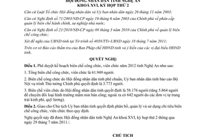 Nghị quyết 20/2011/NQ-HĐND phê duyệt kế hoạch biên chế công viên chức Nghệ An