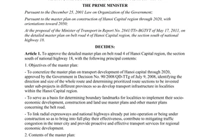 Decision No. 1287/QD-TTg approving the detailed master plan on belt road 4