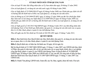 Quyết định 21/2011/QĐ-UBN phân cấp quản lý, sử dụng tài sản nhà nước