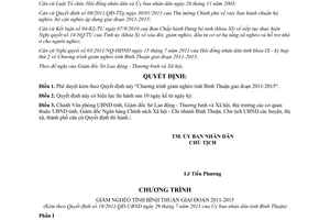 Quyết định 19/2011/QĐ-UBND phê duyệt Chương trình giảm nghèo tỉnh Bình Thuận