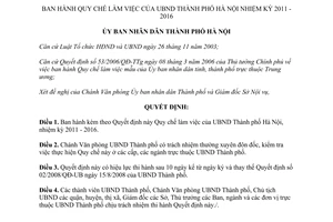 Quyết định 26/2011/QĐ-UBND  Quy chế làm việc Ủy ban nhân dân thành phố Hà Nội