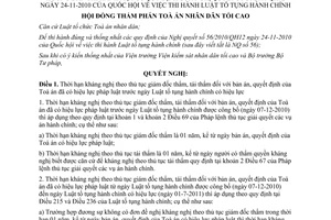 Nghị quyết 01/2011/NQ-HĐTP hướng dẫn Nghị quyết 56/2010/QH12