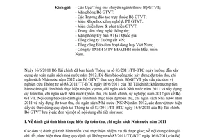 Công văn 3892/BGTVT-TC xây dựng dự toán thu, chi ngân sách nhà nước năm 2012