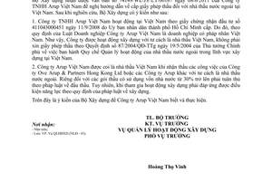 Công văn 66/BXD-HĐXD hướng dẫn cấp giấy phép cho nhà thầu nước ngoài