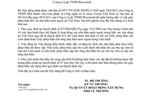 Công văn 68/BXD-HĐXD hướng dẫn cấp giấy phép cho nhà thầu nước ngoài