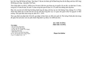 Công văn 1122/TTG-QHQT phê chuẩn Hiệp định vay dự án Hành lang bảo tồn