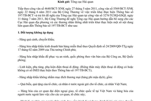 Công văn 6318/BCT-XNK thực hiện Thông báo 197/TB-BCT