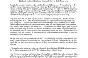 Công văn 4109/BYT-BH thực hiện bảo hiểm y tế đối với Trẻ em dưới 6 tuổi