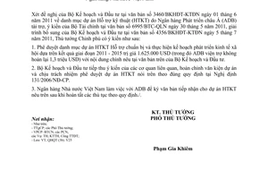 Công văn 1164/TTG-QHQT phê duyệt danh mục Hỗ trợ kỹ thuật