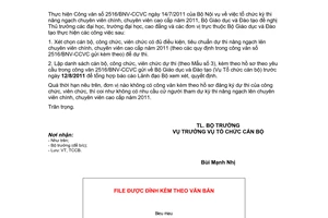 Công văn 4902/BGDĐT-TCCB  tổ chức dự thi nâng ngạch lên chuyên viên chính