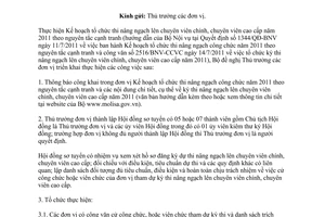 Công văn 2423/LĐTBXH-TCCB đăng ký tham gia dự thi nâng ngạch lên chuyên viên