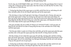 Công văn 3573/TCHQ-GSQL xử lý lô hàng đã đưa ra khỏi kho ngoại quan