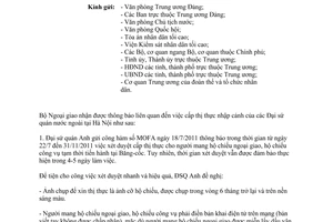 Công văn 2480/BNG-LS thông báo quy định cấp thị thực của Đại sứ quán Anh và Áo