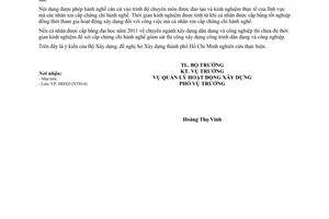 Công văn 72/BXD-HĐXD hướng dẫn cấp chứng chỉ hành nghề hoạt động xây dựng