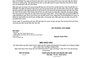 Công văn 5156/VPCP-KSTT mẫu báo cáo tình hình và kết quả