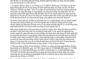 Công văn 75/BXD-HĐXD hướng dẫn cấp chứng chỉ hành nghề hoạt động xây dựng