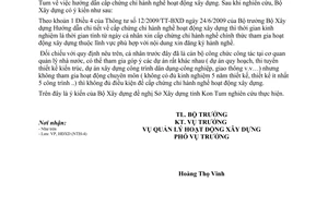 Công văn 74/BXD-HĐXD hướng dẫn cấp chứng chỉ hành nghề hoạt động xây dựng