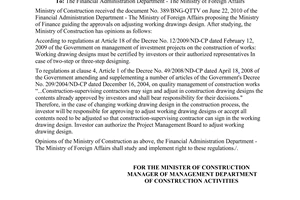 Official Dispatch No. 69/BXD-HDXD guiding the investment procedure on constructi