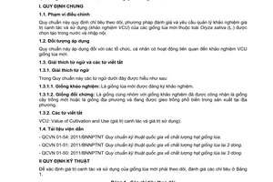 Quy chuẩn kỹ thuật Quốc gia QCVN 01-55:2011/BNNPTNT về khảo nghiệm giá trị canh tác và sử dụng của giống lúa do Bộ Nông nghiệp và Phát triển nông thôn ban hành