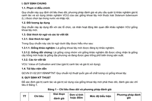 Quy chuẩn kỹ thuật Quốc gia QCVN 01-59:2011/BNNPTNT về khảo nghiệm giá trị canh tác và sử dụng của giống khoai tây do Bộ Nông nghiệp và Phát triển nông thôn ban hành