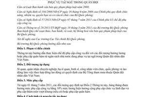 Thông tư 160/2011/TT-BQP hướng dẫn thực hiện chế độ phụ cấp công vụ